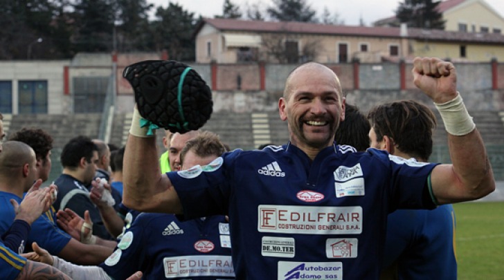 La gioia del tecnico del Gran Sasso Rugby